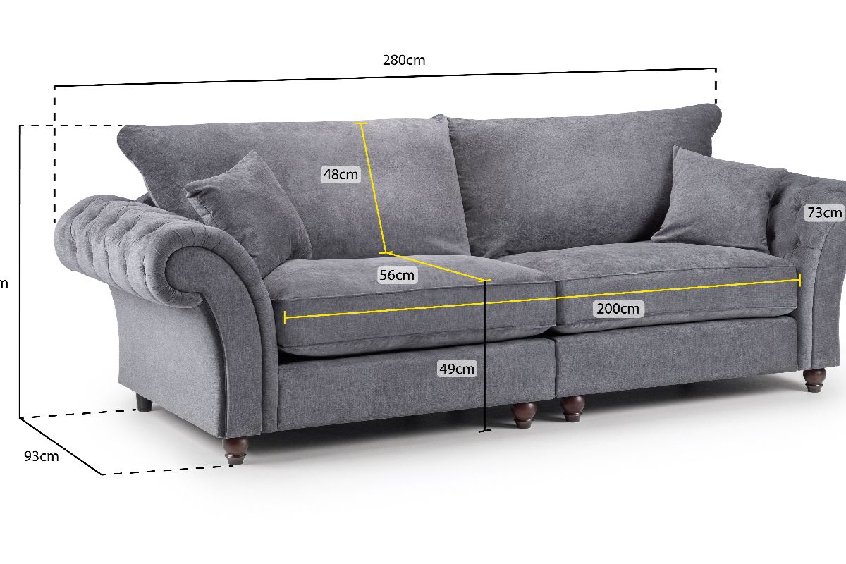 Windsor Fullback Sofa Grey 4 Seater