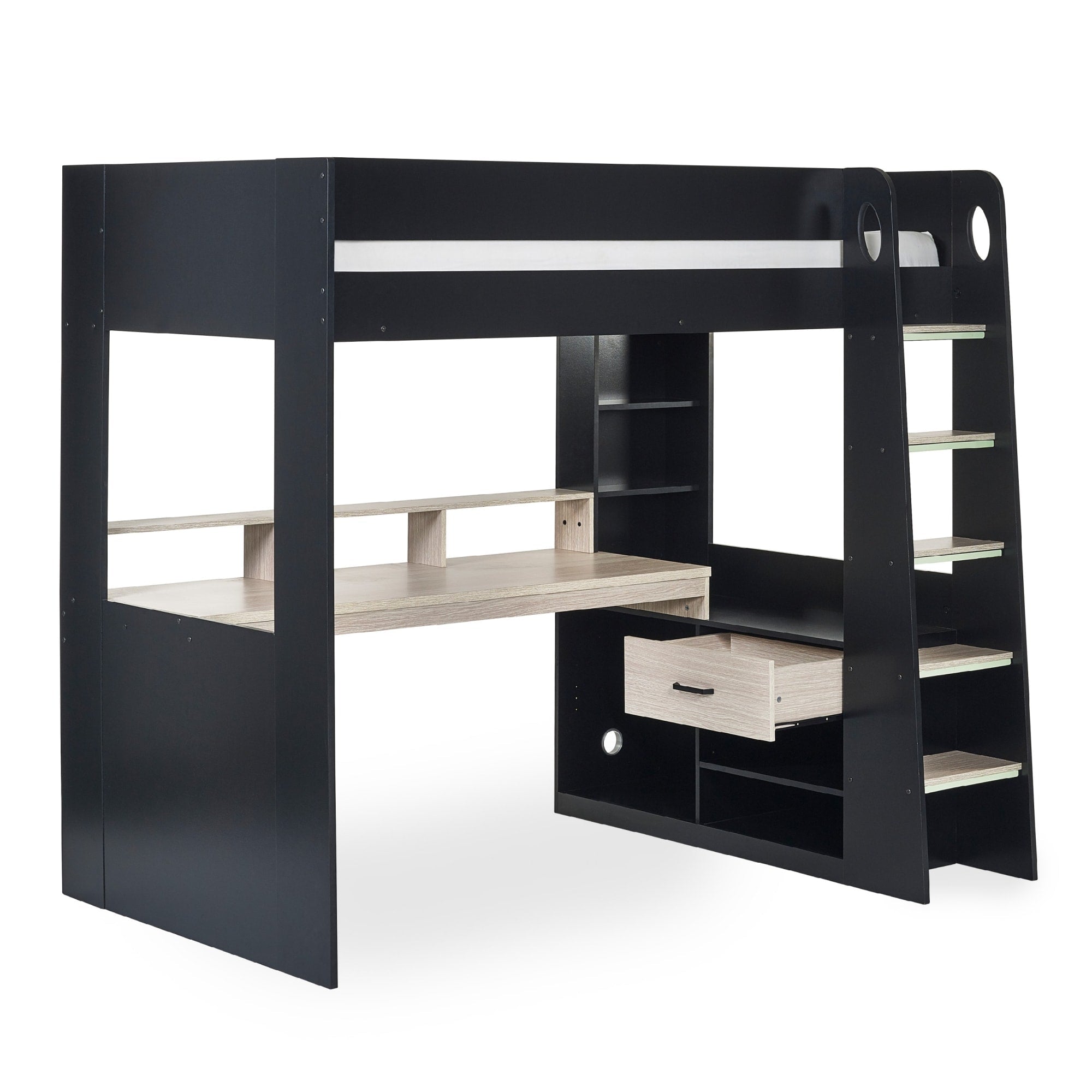 Blaze Gaming Highsleeper - Black And Pale Wood - Cozyo