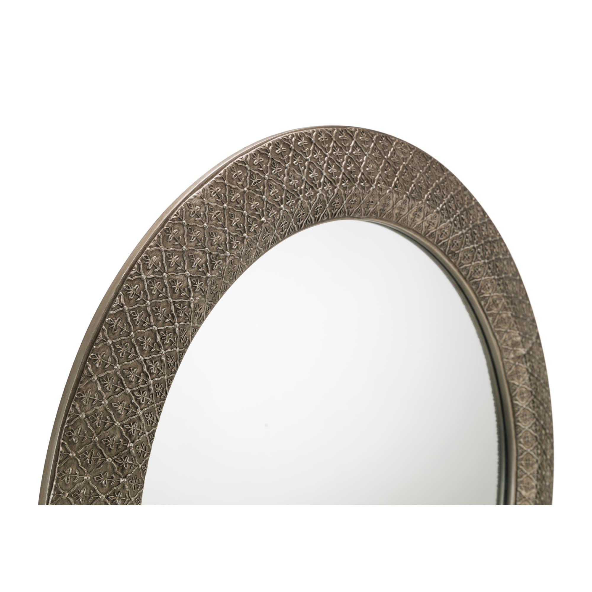Cadence Large Round Pewter Wall Mirror - Cozyo