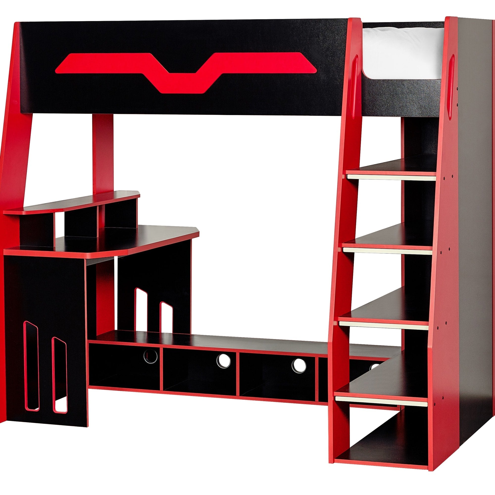 Eagle Single 90cm Gaming Highsleeper - Black and Red - Cozyo