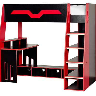 Eagle Single 90cm Gaming Highsleeper - Black and Red - Cozyo