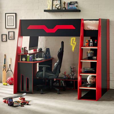 Eagle Single 90cm Gaming Highsleeper - Black and Red - Cozyo