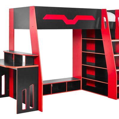 Eagle Single 90cm Gaming Highsleeper - Black and Red - Cozyo