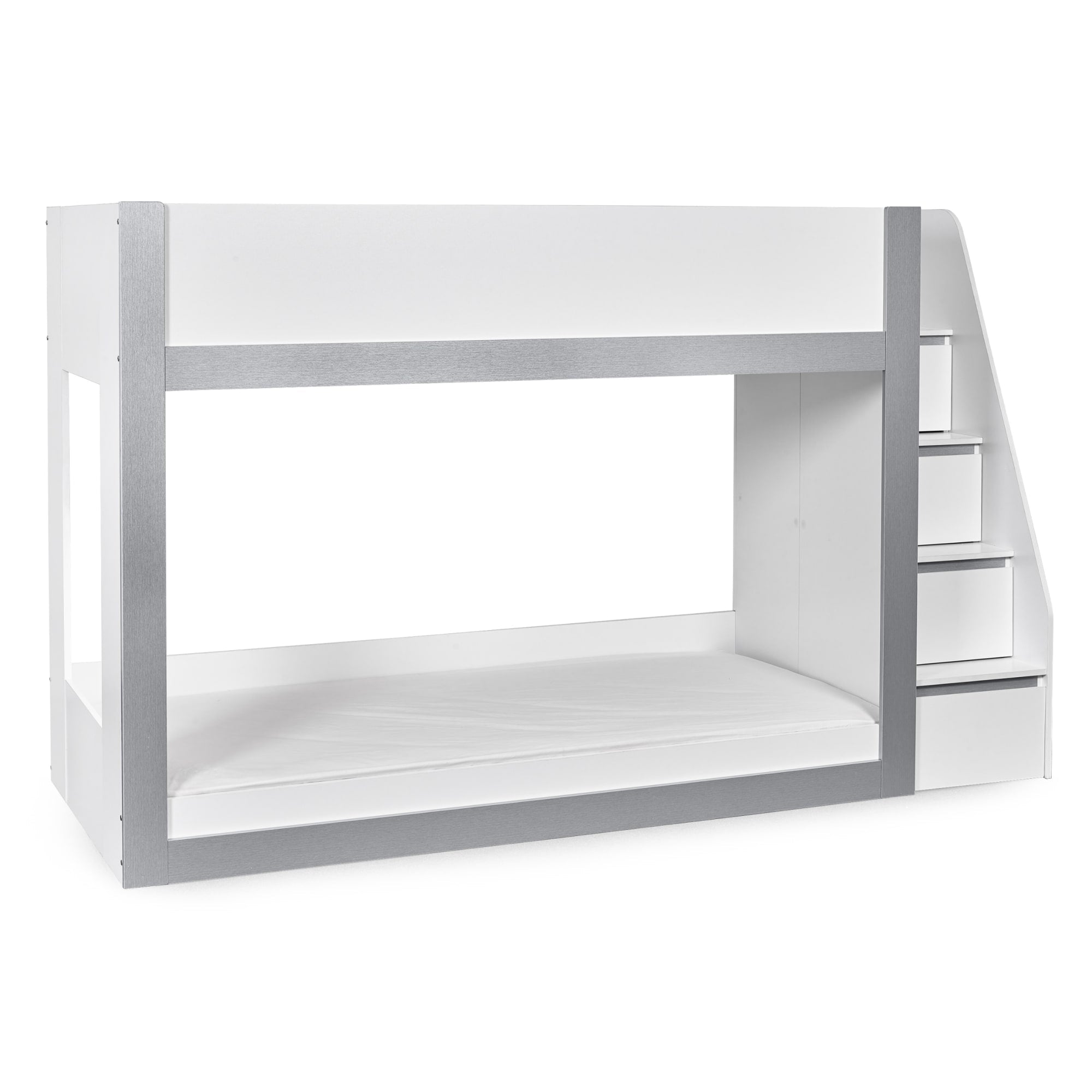Gaia 90cm Single Bunk Bed - White and Silver - Cozyo