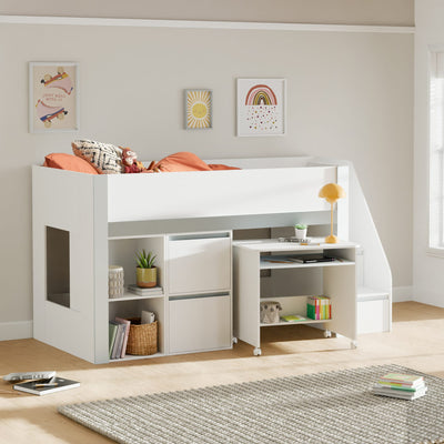 Gaia 90cm Single Midsleeper - White and Silver - Cozyo