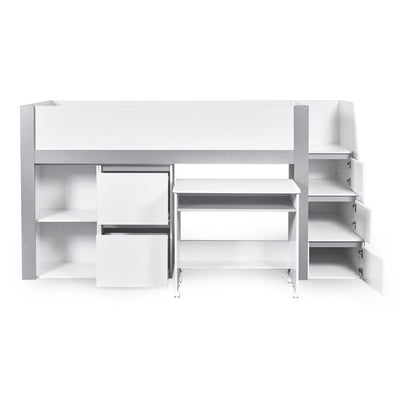 Gaia 90cm Single Midsleeper - White and Silver - Cozyo