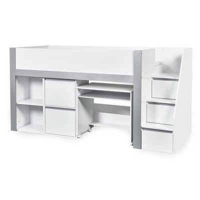 Gaia 90cm Single Midsleeper - White and Silver - Cozyo