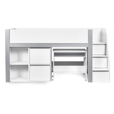 Gaia 90cm Single Midsleeper - White and Silver - Cozyo