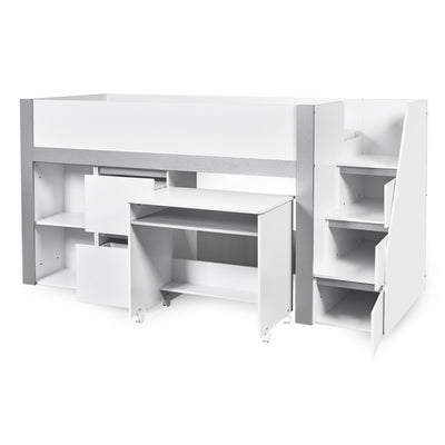 Gaia 90cm Single Midsleeper - White and Silver - Cozyo
