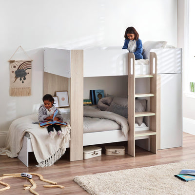 Horizon Bunk Bed - Pale Wood And White - Cozyo