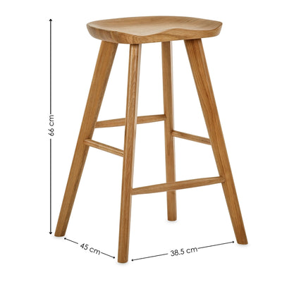 Mulu Natural Solid Oak Bar Stool - Cozyo