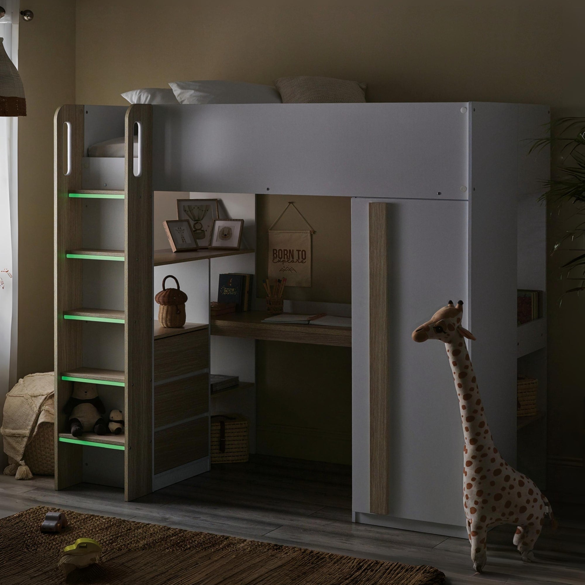 Ocean Highsleeper Pale Wood & White - Cozyo