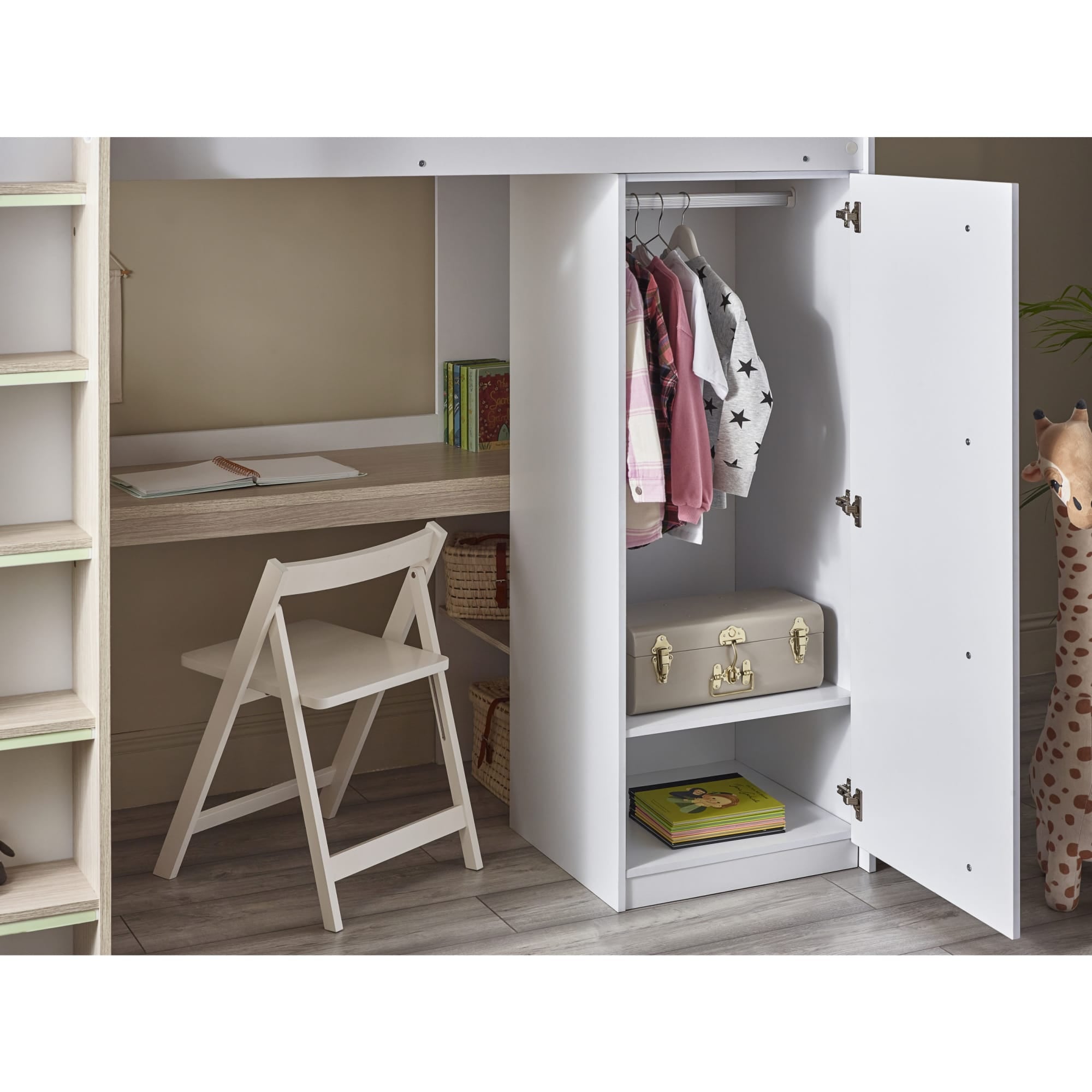 Ocean Highsleeper Pale Wood & White - Cozyo