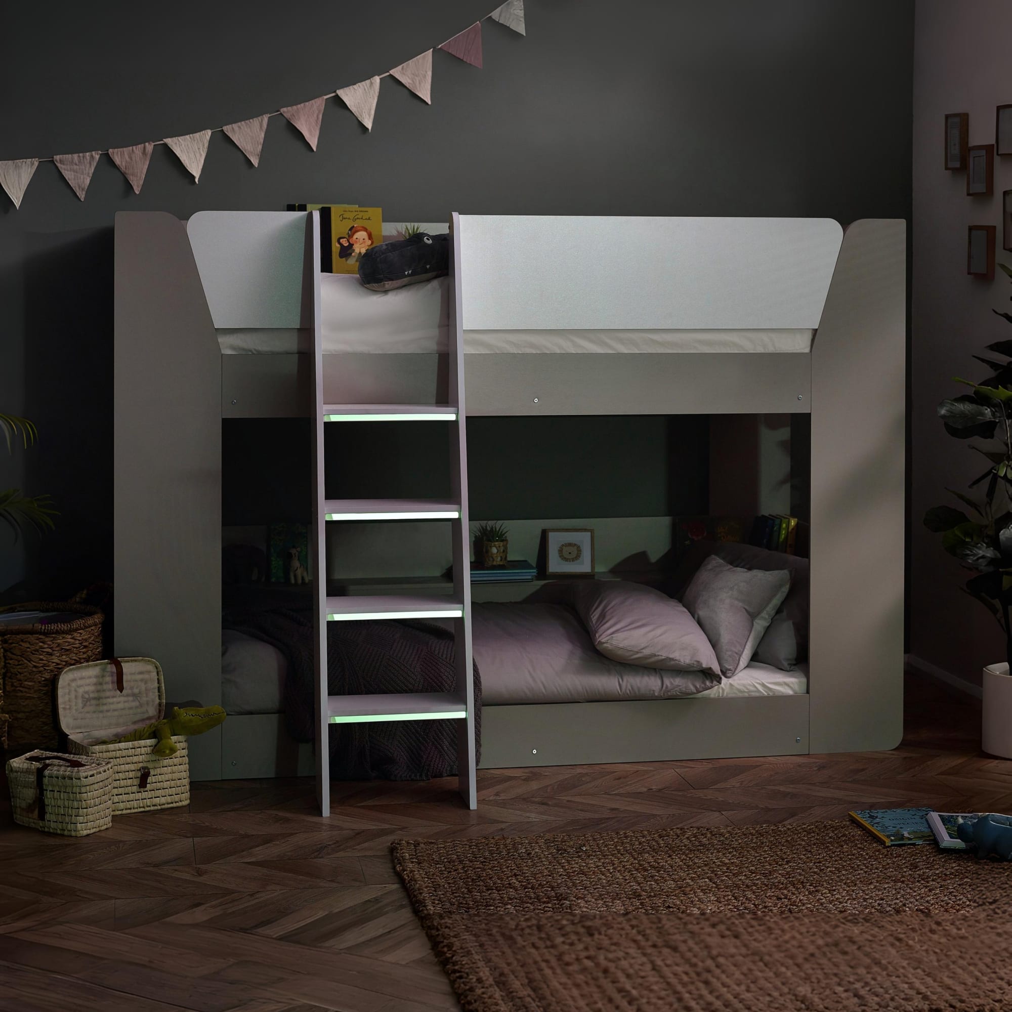 Parsec Bunk Bed Taupe & White - Cozyo