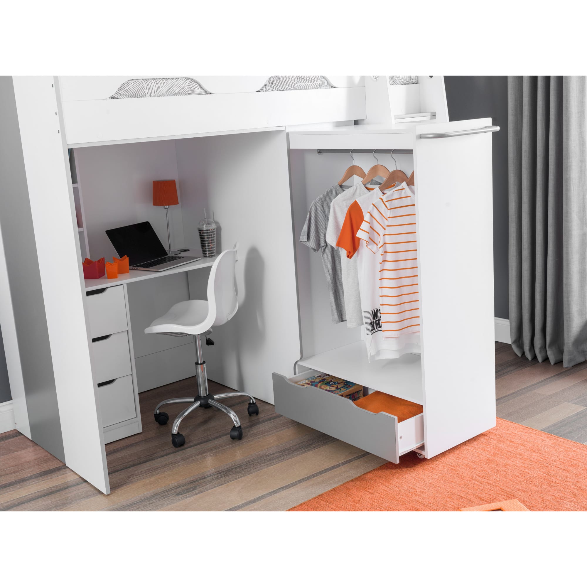 Pegasus Highsleeper White / Silver - Cozyo