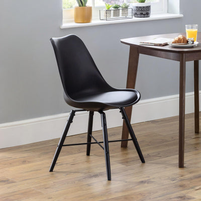 Set Of 2 Kari Dining Chairs - Black Seat & Black Legs - Cozyo