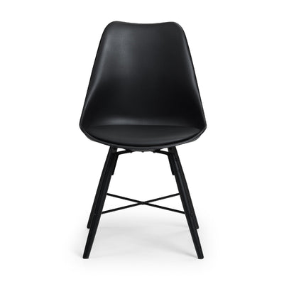 Set Of 2 Kari Dining Chairs - Black Seat & Black Legs - Cozyo