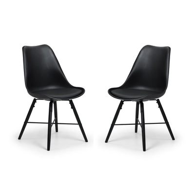 Set Of 2 Kari Dining Chairs - Black Seat & Black Legs - Cozyo