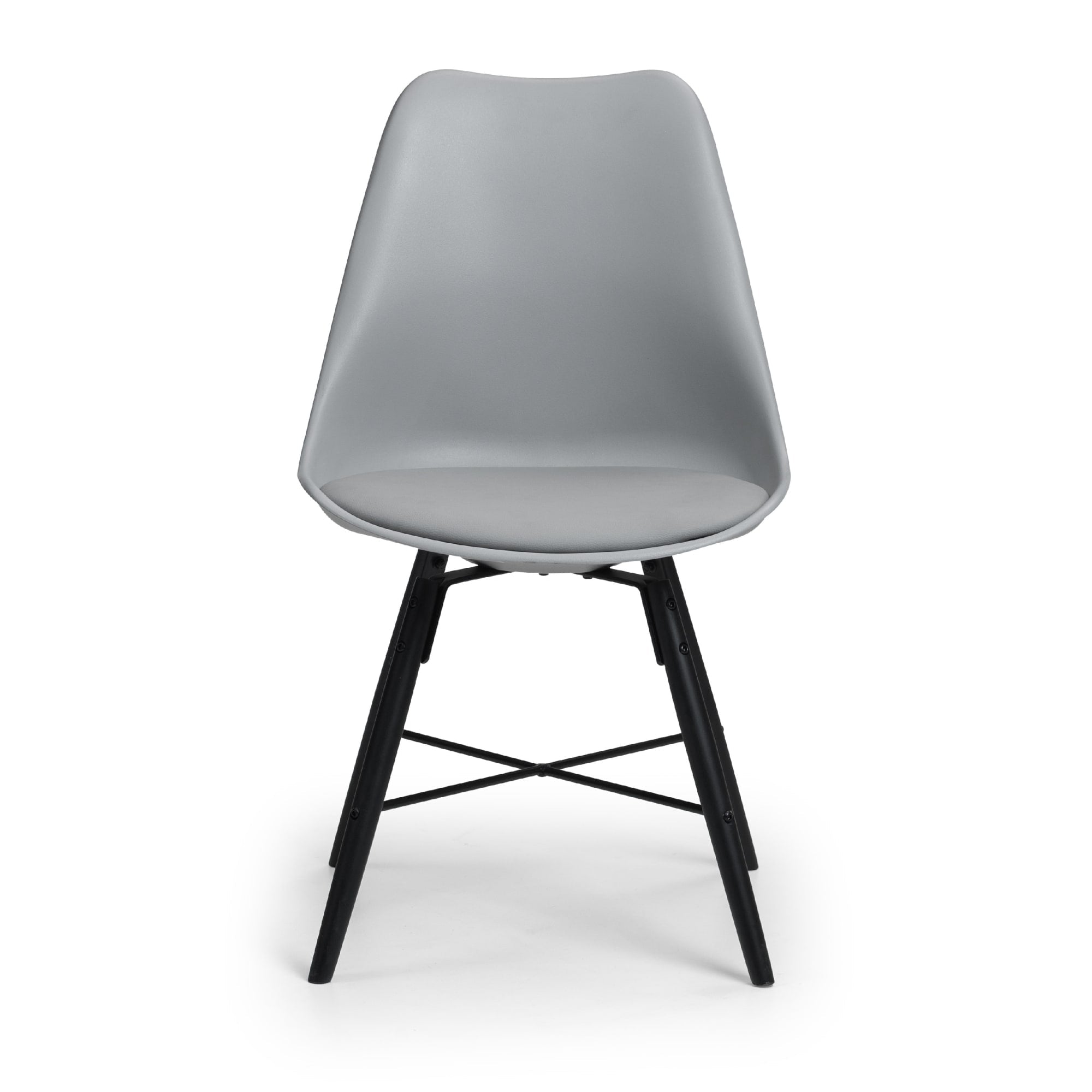Set Of 2 Kari Dining Chairs - Grey Seat & Black Legs - Cozyo