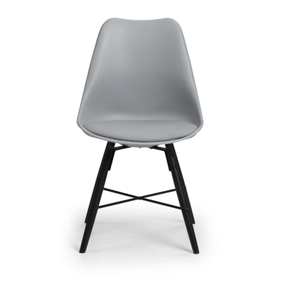 Set Of 2 Kari Dining Chairs - Grey Seat & Black Legs - Cozyo