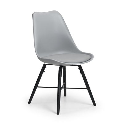 Set Of 2 Kari Dining Chairs - Grey Seat & Black Legs - Cozyo