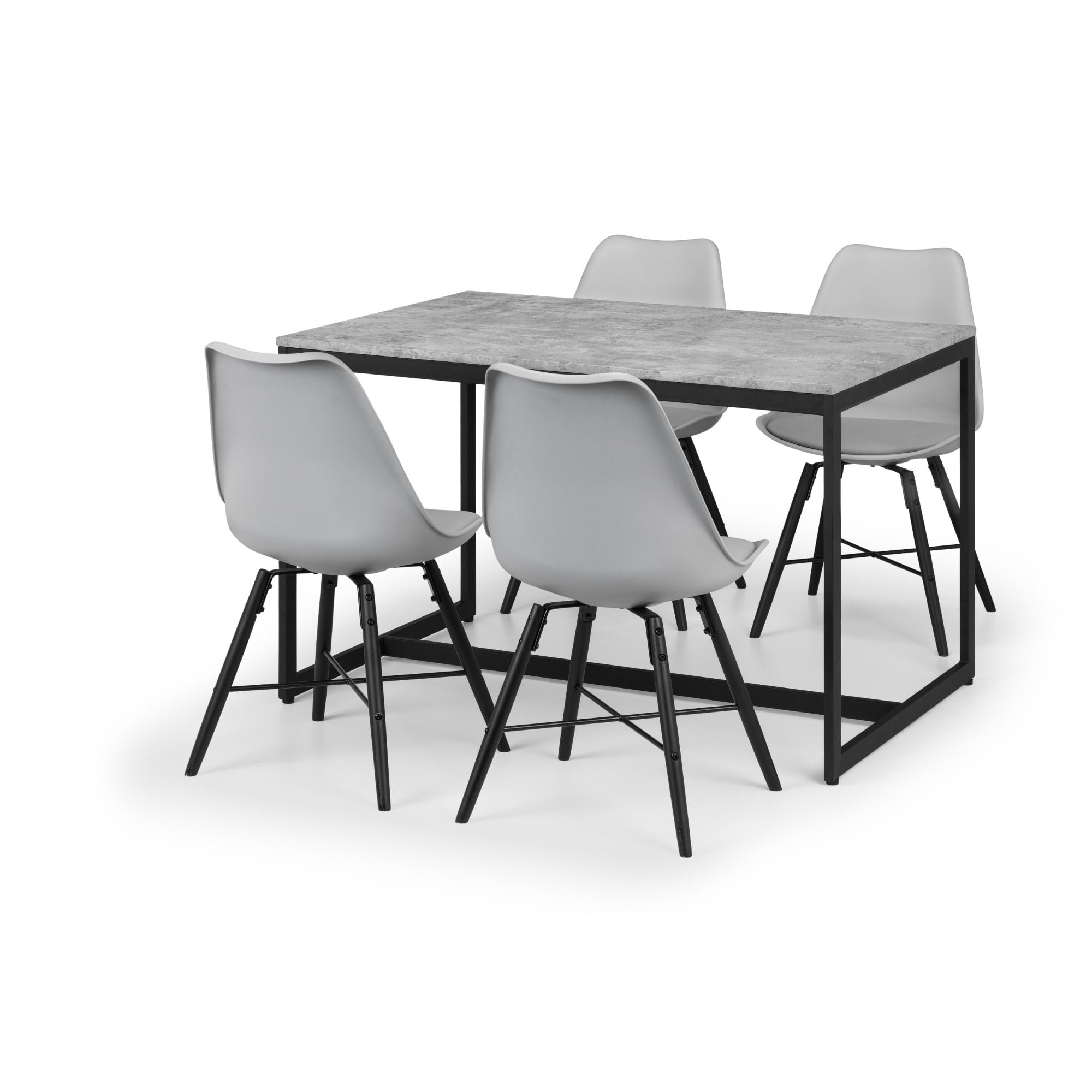 Set Of 2 Kari Dining Chairs - Grey Seat & Black Legs - Cozyo