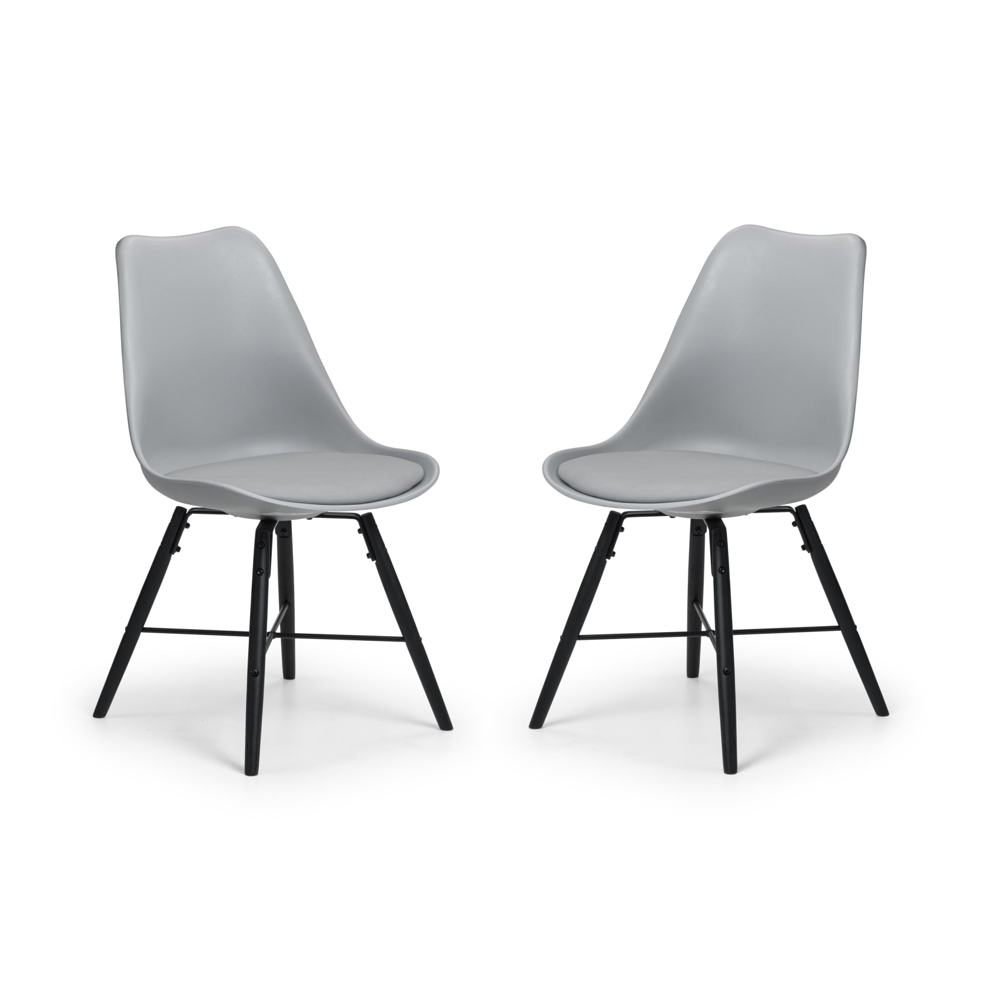 Set Of 2 Kari Dining Chairs - Grey Seat & Black Legs - Cozyo