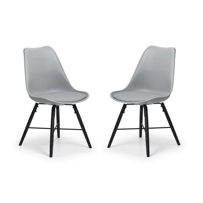 Set Of 2 Kari Dining Chairs - Grey Seat & Black Legs - Cozyo