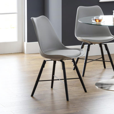 Set Of 2 Kari Dining Chairs - Grey Seat & Black Legs - Cozyo
