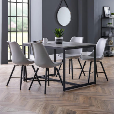 Set Of 2 Kari Dining Chairs - Grey Seat & Black Legs - Cozyo