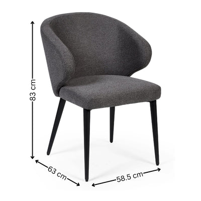 Set of 2 Marcus Mid Grey Fabric Dining Chairs - Cozyo