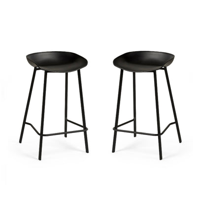 Set Of 2 Renzo Bar Stool Black - Cozyo