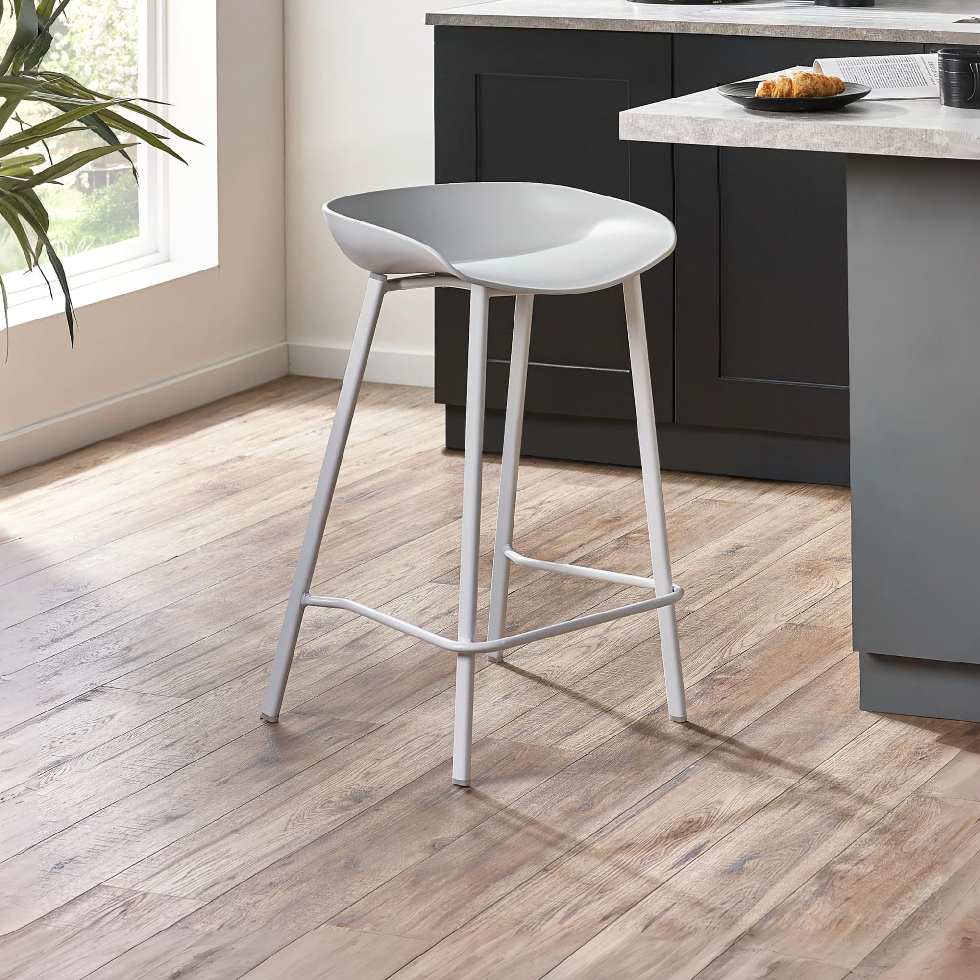 Set Of 2 Renzo Bar Stool Grey - Cozyo