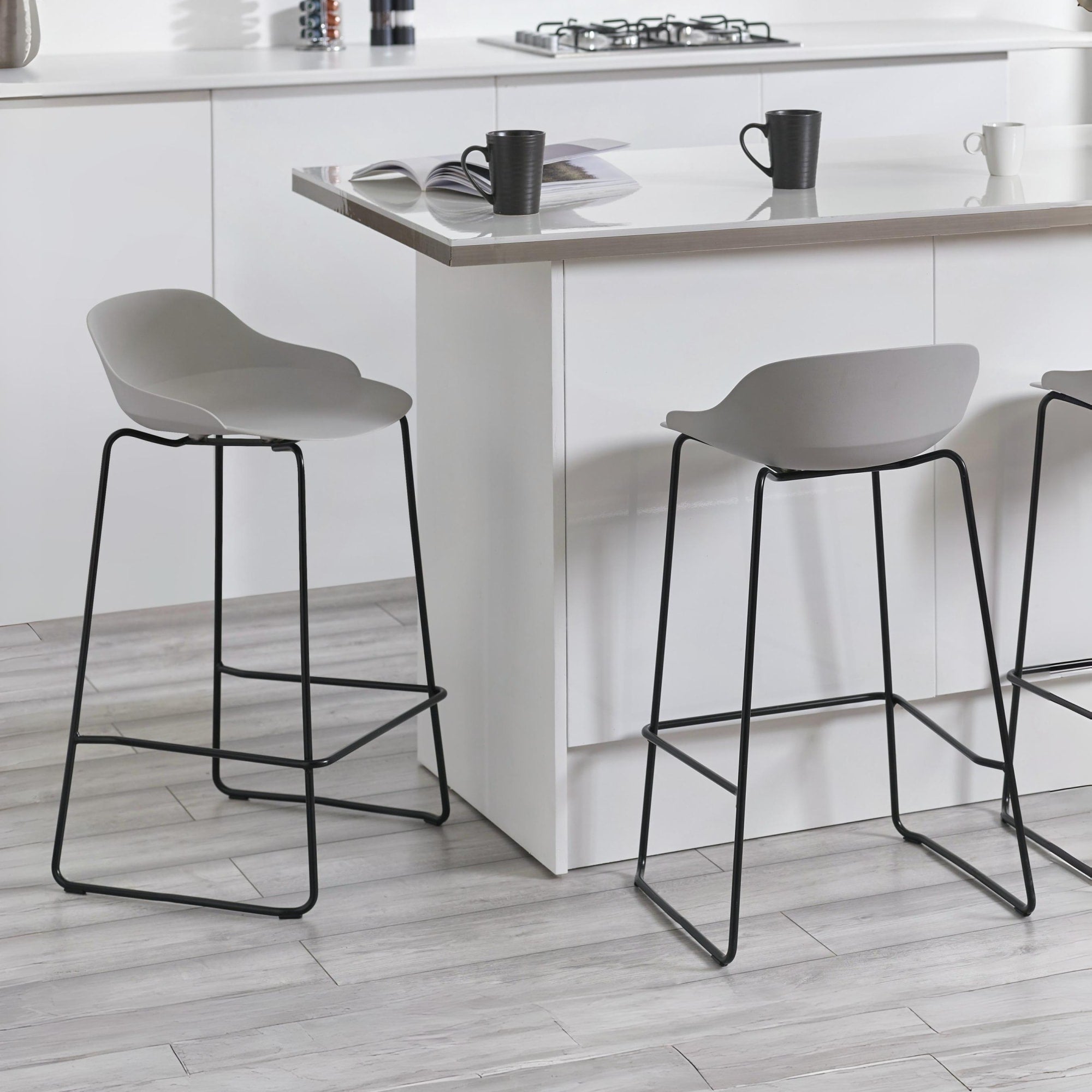 Set Of 2 Rocco Stools - Light Grey - Cozyo