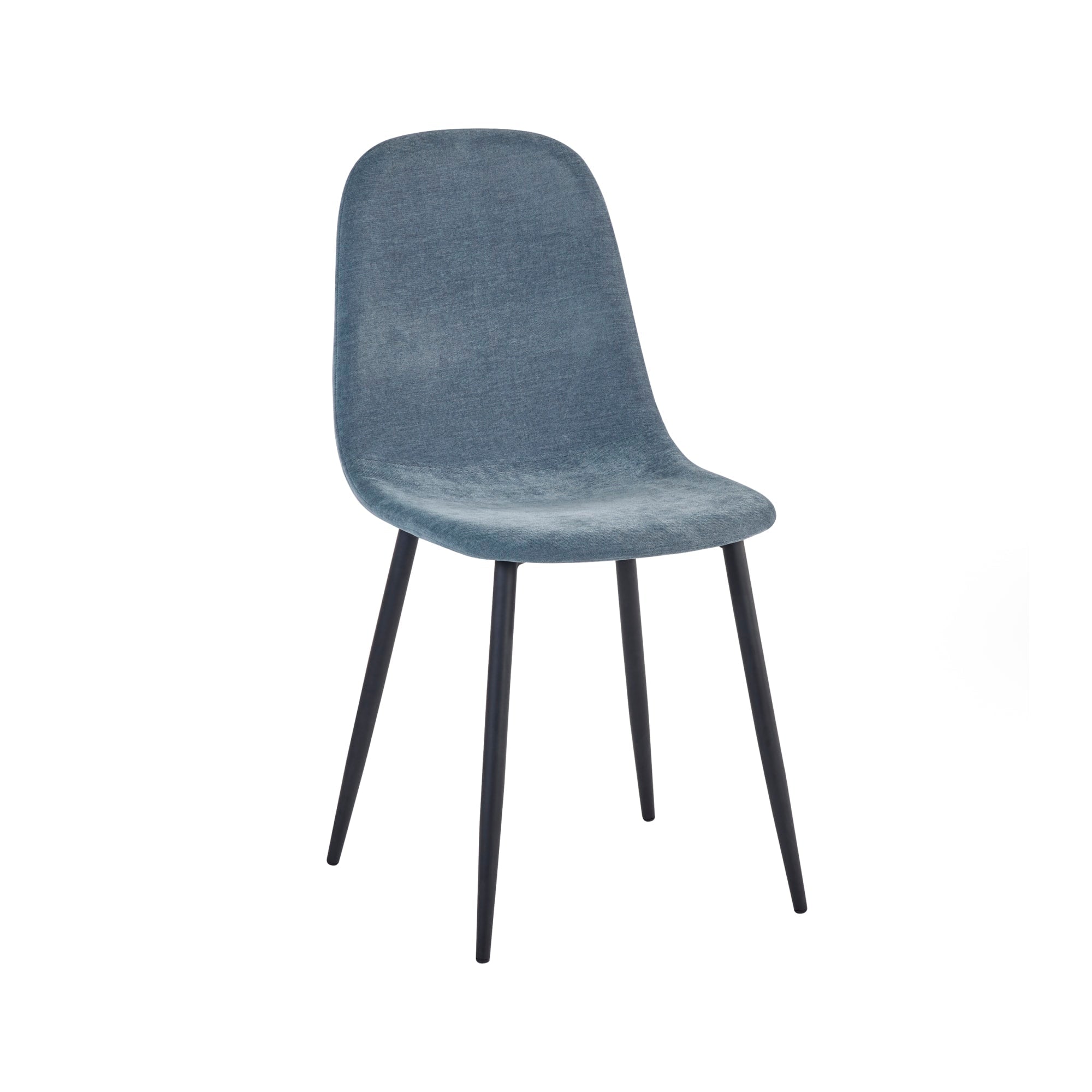 Set of 4 Lottie Denim Blue Chenille Upholstered Dining Chairs - Cozyo