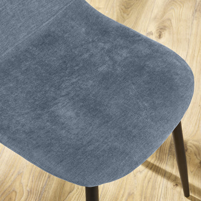 Set of 4 Lottie Denim Blue Chenille Upholstered Dining Chairs - Cozyo