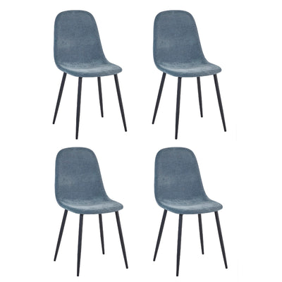 Set of 4 Lottie Denim Blue Chenille Upholstered Dining Chairs - Cozyo