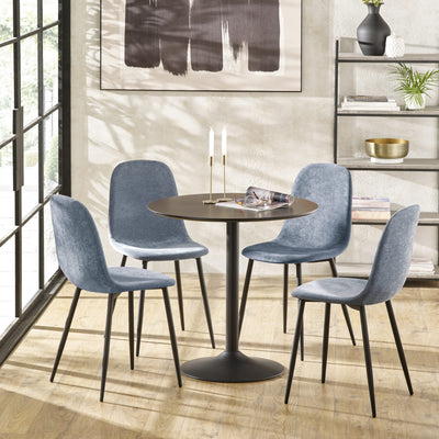 Set of 4 Lottie Denim Blue Chenille Upholstered Dining Chairs - Cozyo