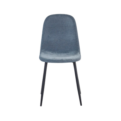 Set of 4 Lottie Denim Blue Chenille Upholstered Dining Chairs - Cozyo