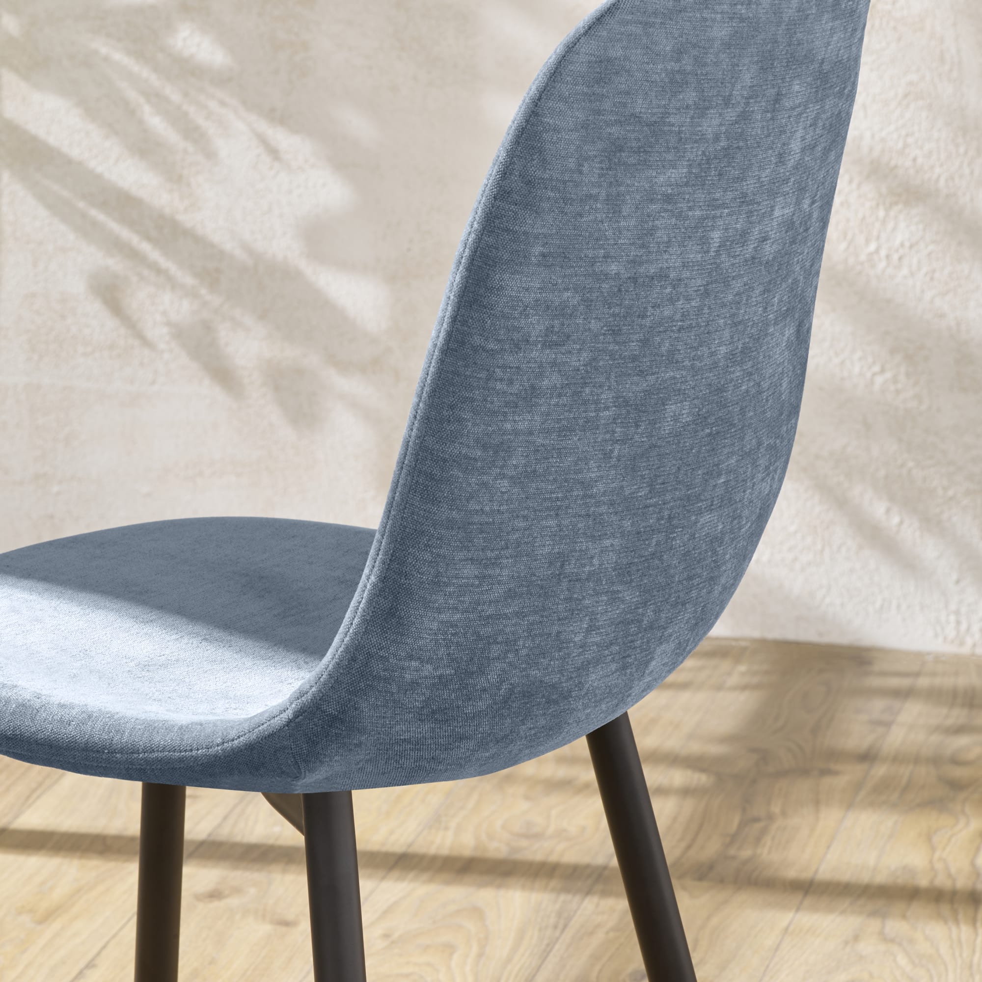 Set of 4 Lottie Denim Blue Chenille Upholstered Dining Chairs - Cozyo