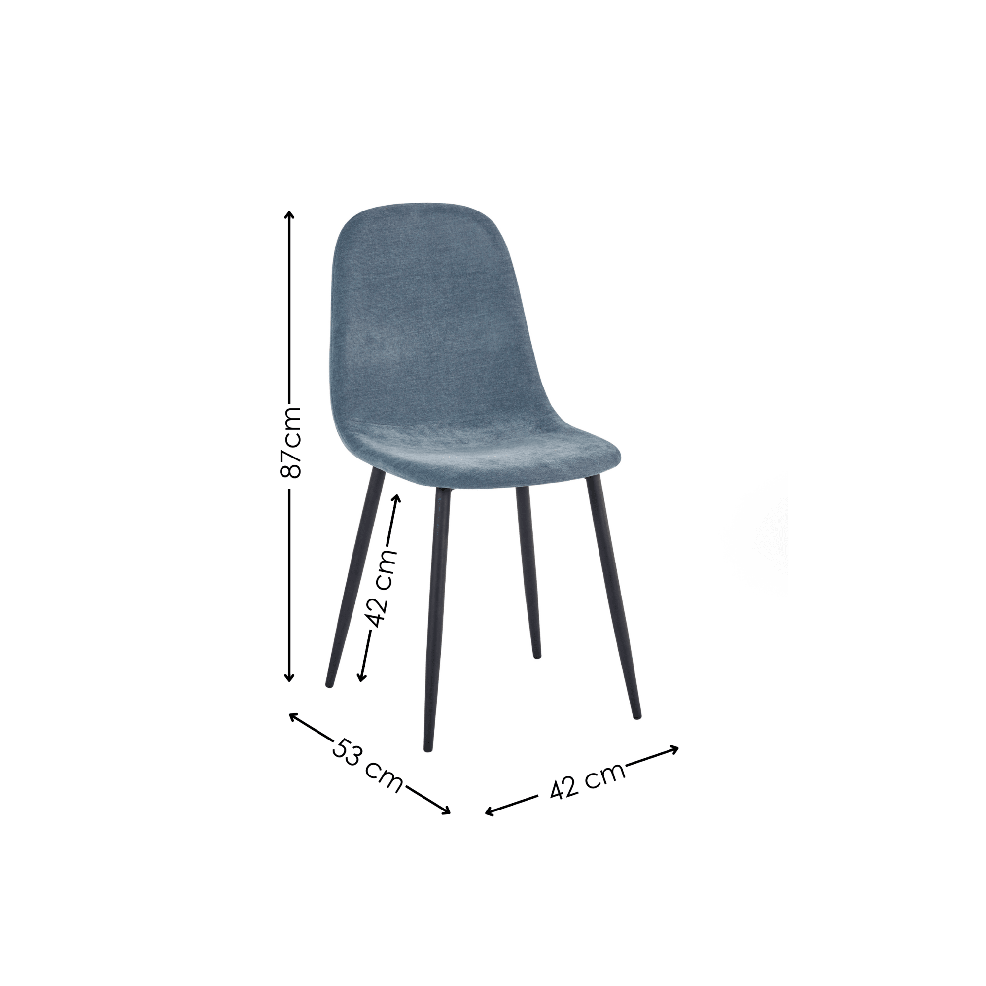 Set of 4 Lottie Denim Blue Chenille Upholstered Dining Chairs - Cozyo
