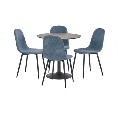 Set of 4 Lottie Denim Blue Chenille Upholstered Dining Chairs - Cozyo