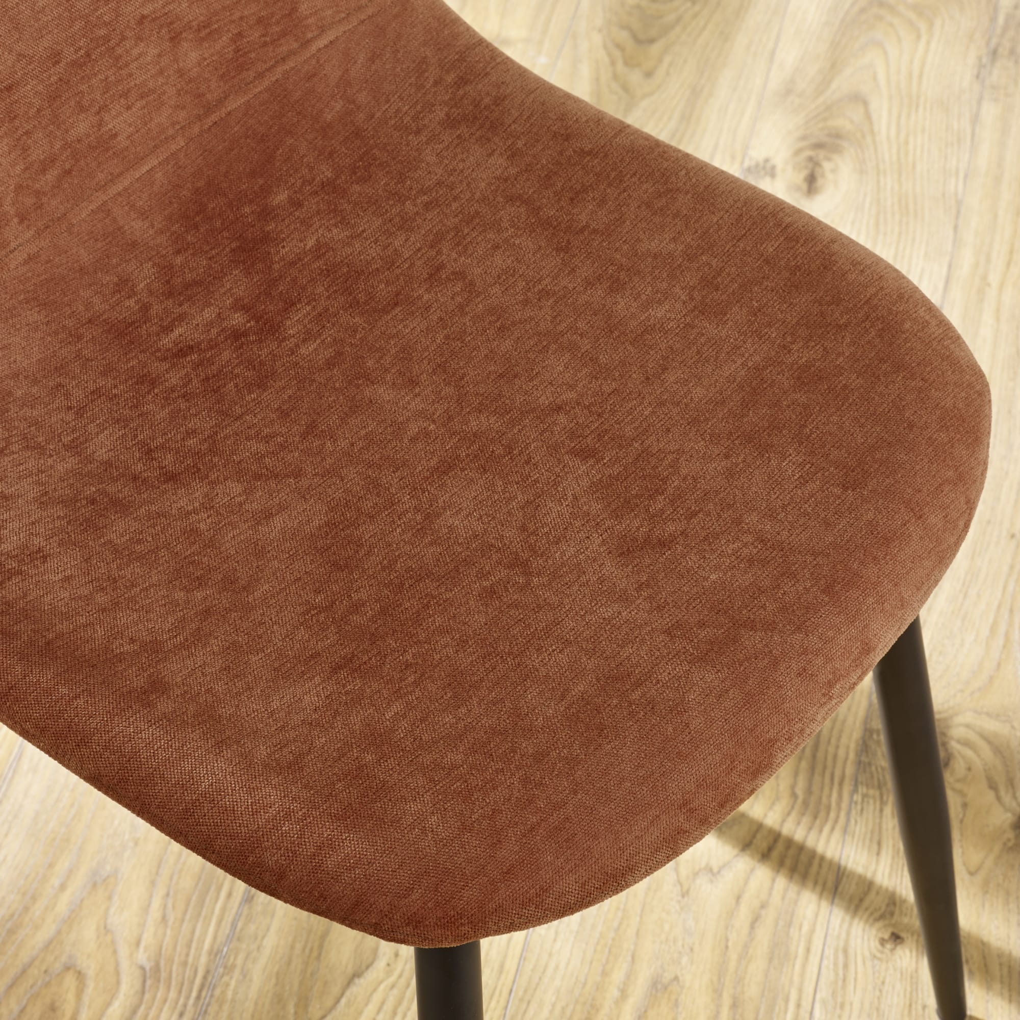 Set of 4 Lottie Orange Chenille Upholstered Dining Chairs - Cozyo