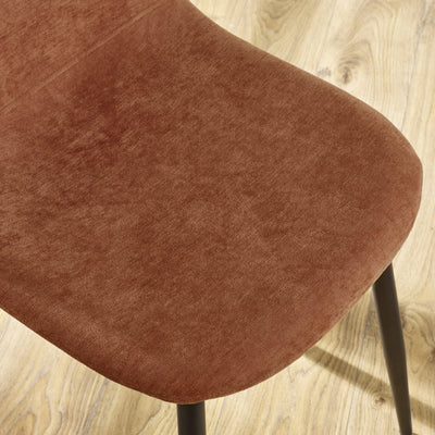 Set of 4 Lottie Orange Chenille Upholstered Dining Chairs - Cozyo