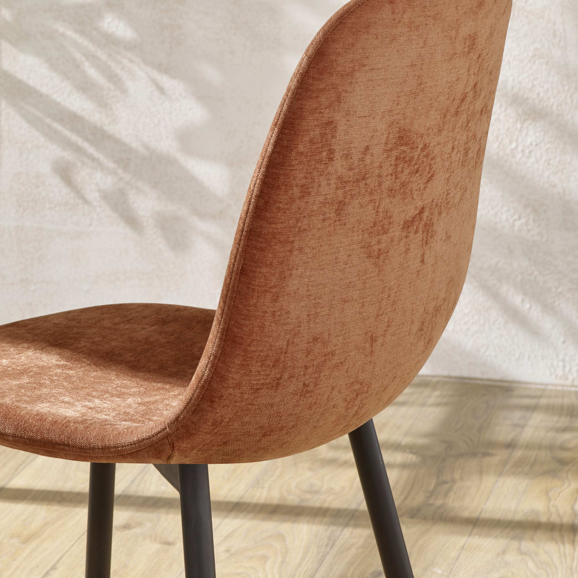 Set of 4 Lottie Orange Chenille Upholstered Dining Chairs - Cozyo