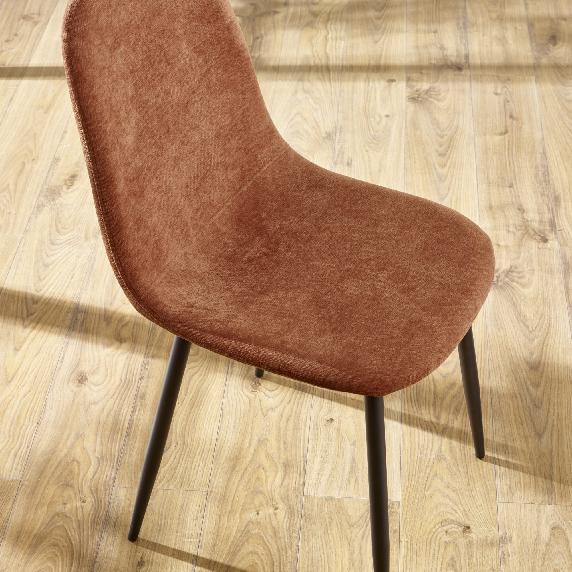 Set of 4 Lottie Orange Chenille Upholstered Dining Chairs - Cozyo