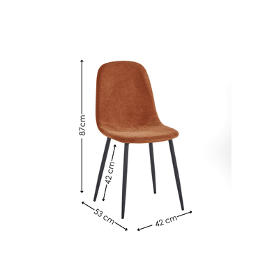 Set of 4 Lottie Orange Chenille Upholstered Dining Chairs - Cozyo