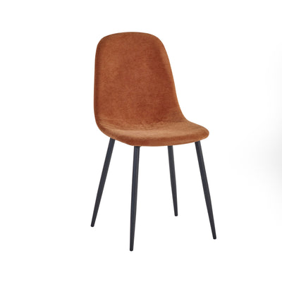 Set of 4 Lottie Orange Chenille Upholstered Dining Chairs - Cozyo