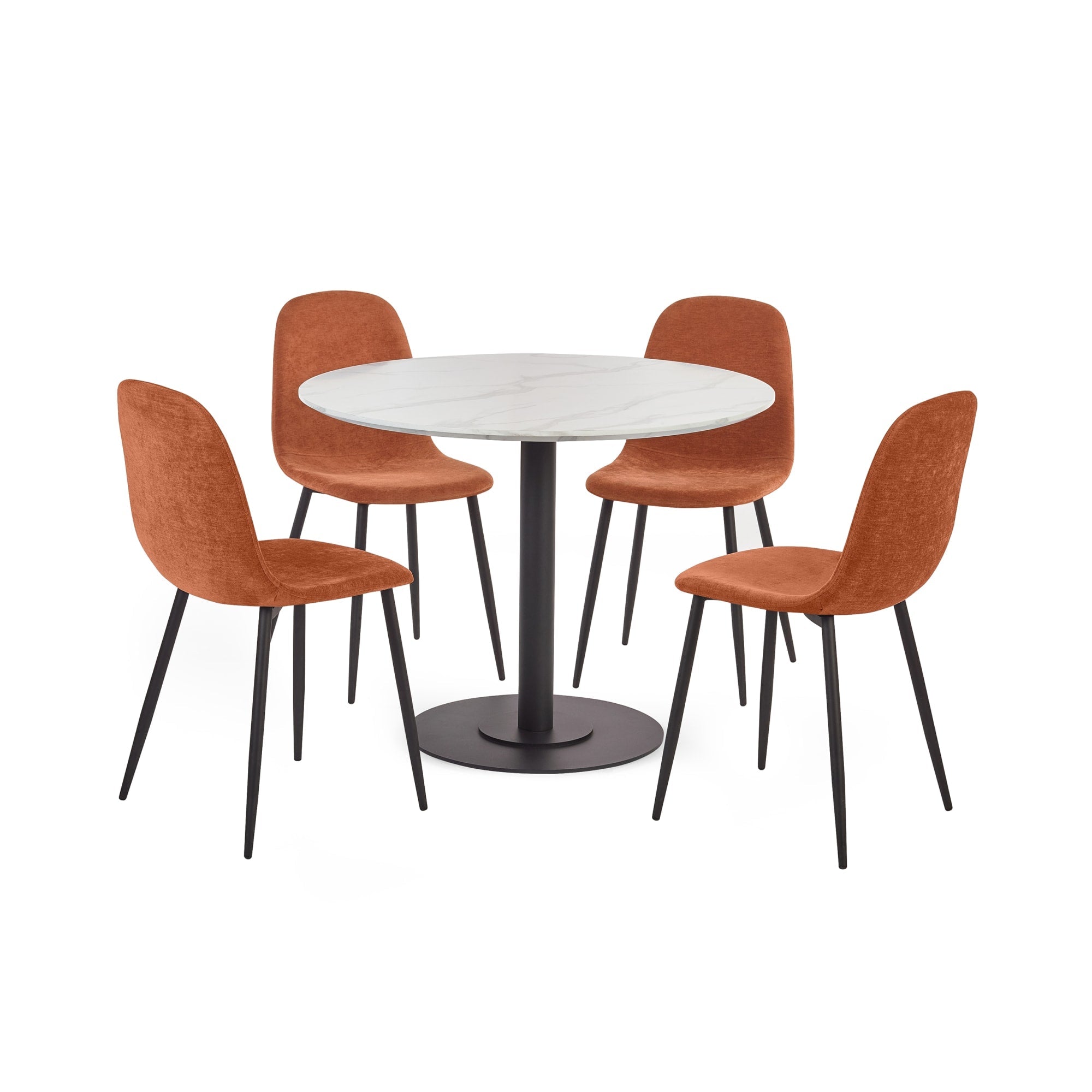 Set of 4 Lottie Orange Chenille Upholstered Dining Chairs - Cozyo