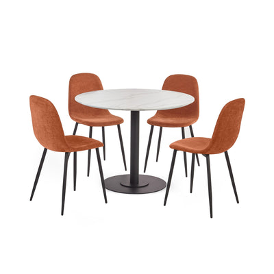 Set of 4 Lottie Orange Chenille Upholstered Dining Chairs - Cozyo